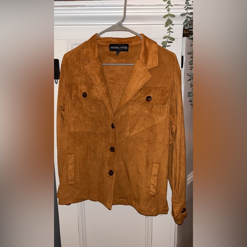 kendall & kylie brown suede button up